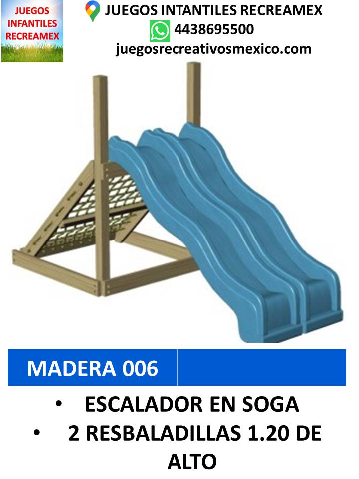 escalador en soga con 2 resbaladillas 1.20